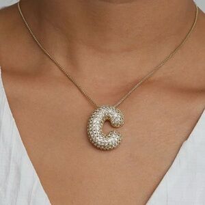 Gold Initial 'C' Pendant Necklace